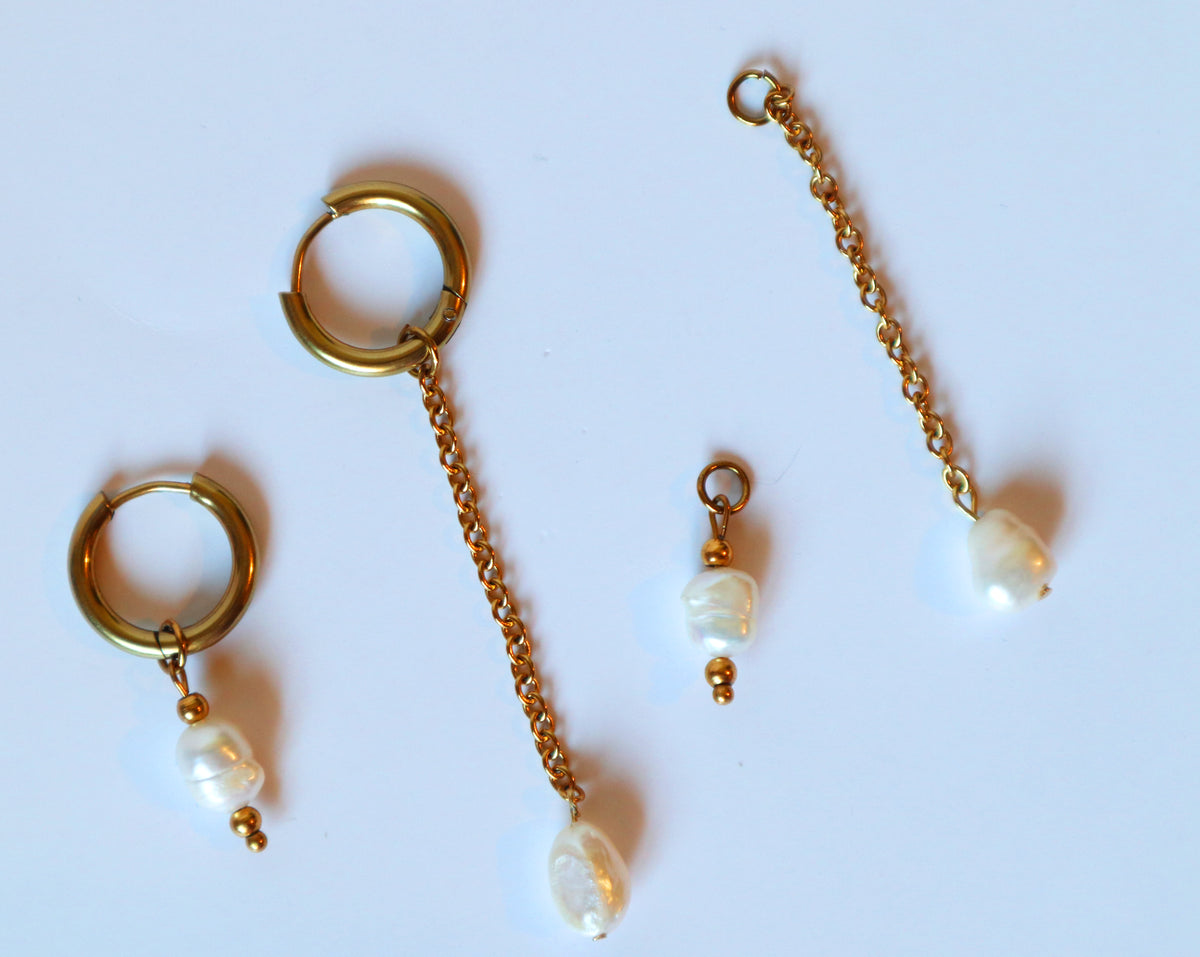 Brincos Pearl Chain