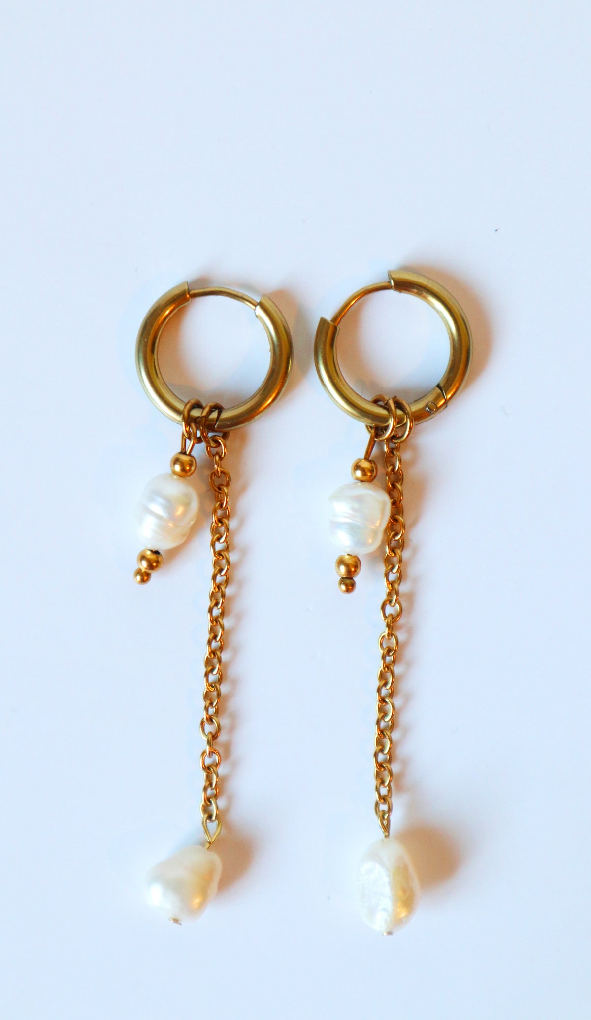 Brincos Pearl Chain