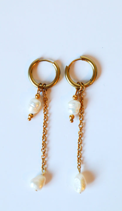 Brincos Pearl Chain