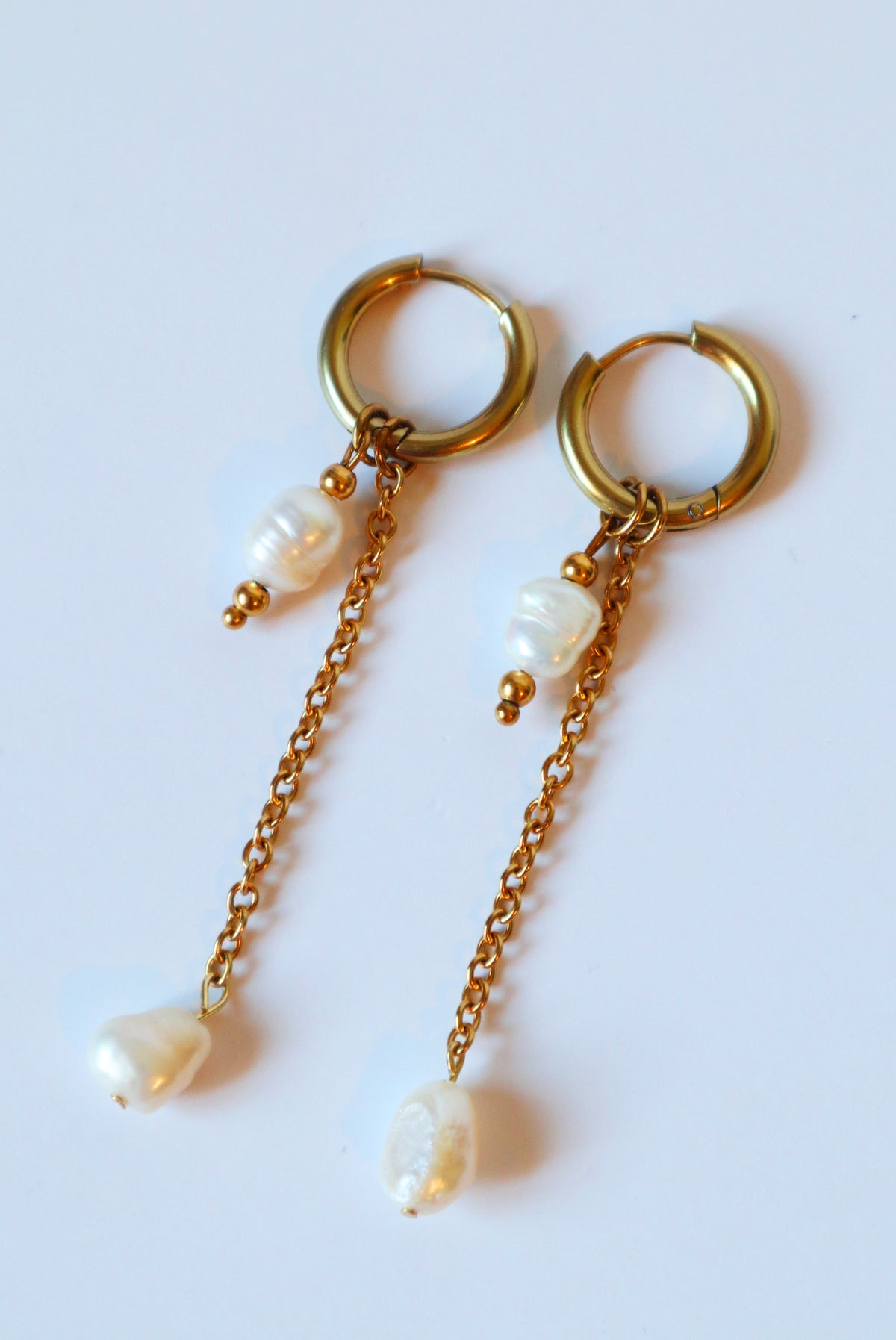 Brincos Pearl Chain