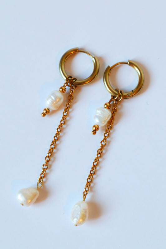 Brincos Pearl Chain