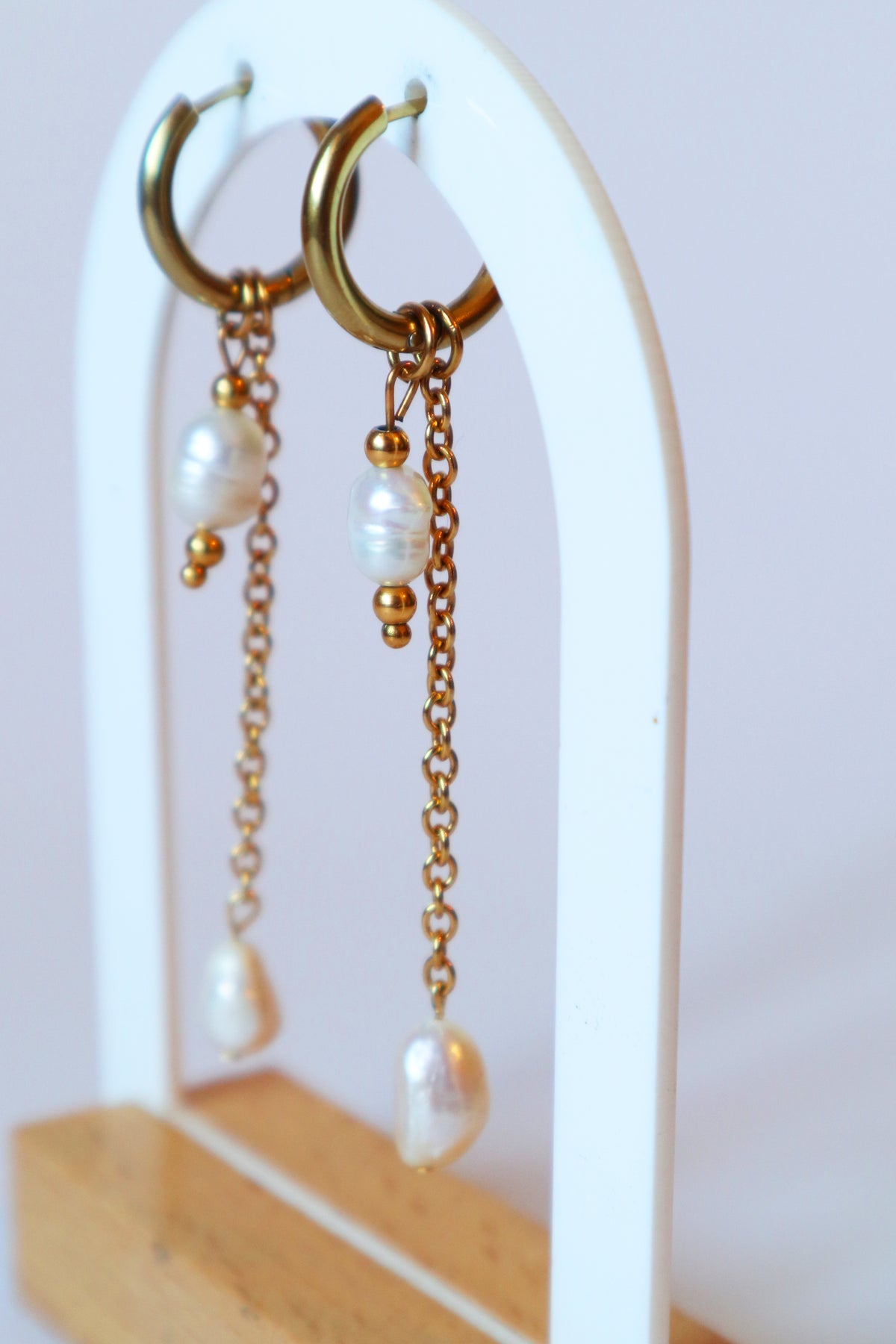 Brincos Pearl Chain