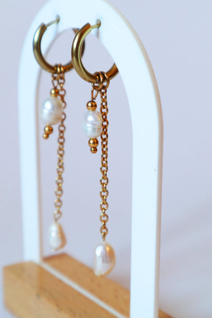 Brincos Pearl Chain